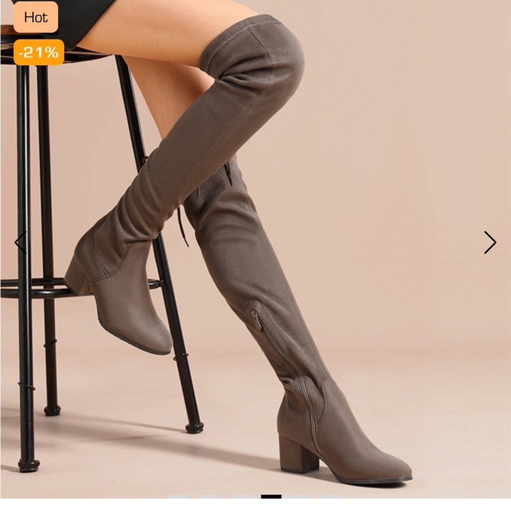 Dream Pairs Laurence Chunky Heel Thigh High Boots